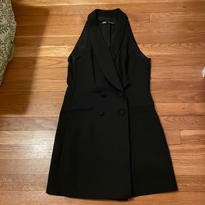 EUC Zara Black Tuxedo Jacket Sleeveless Romper Size Medium